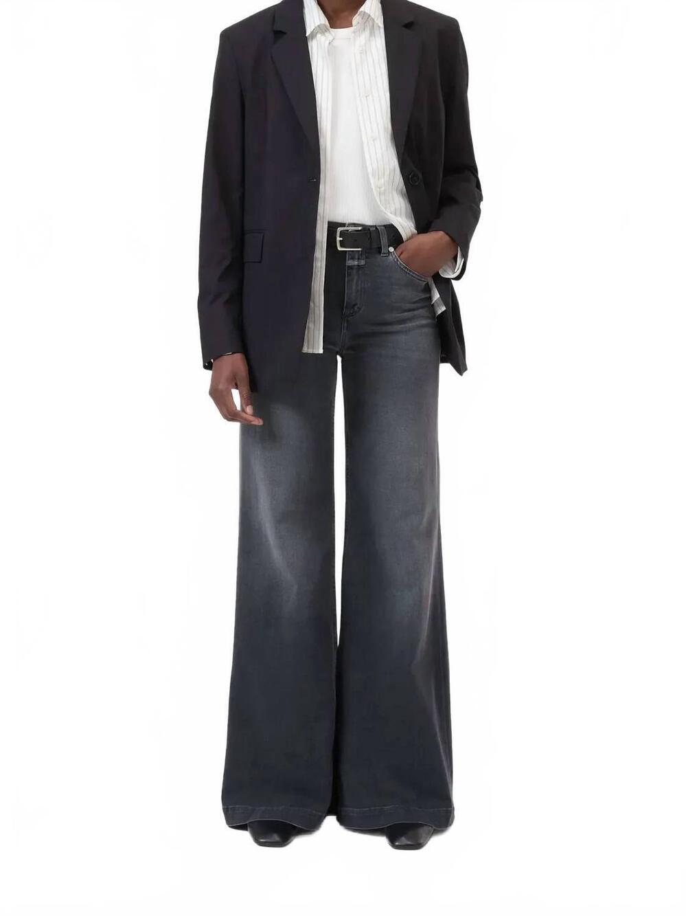 NEW CLOSED glow up wide-leg jeans in black